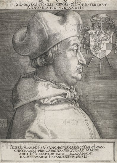 Cardinal Albrecht of Brandenburg (The large cardinal), 1523. Creator: Albrecht Durer.