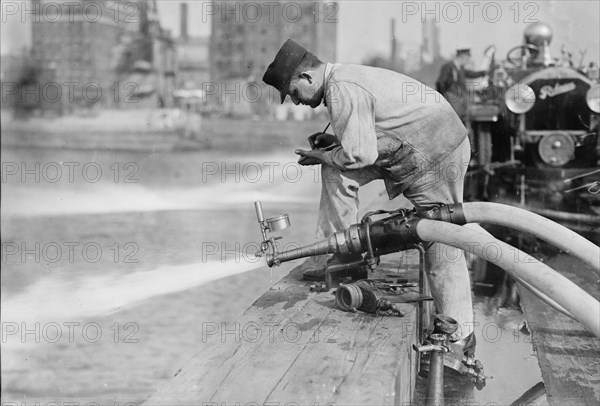 Testing fire engines, 1913. Creator: Bain News Service.