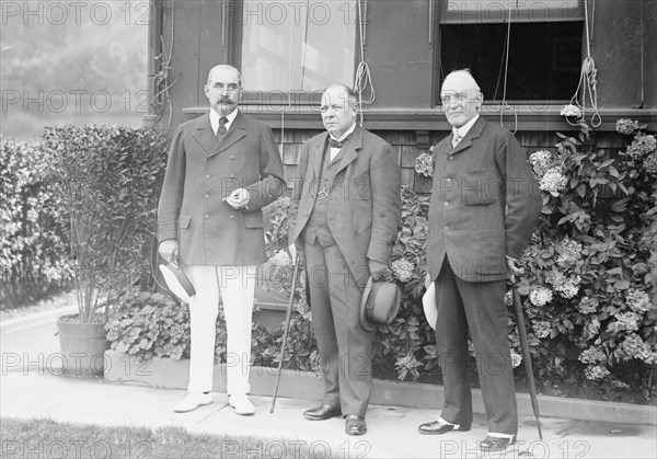 J.P. Morgan, Viscount Haldane and Sir K.M. McKenzie, 1913. Creator: Bain News Service.