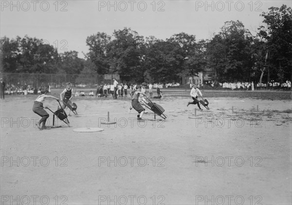 Brooklyn Children's Field Day [wheel-barrow race], between c1910 and c1915. Creator: Bain News Service.