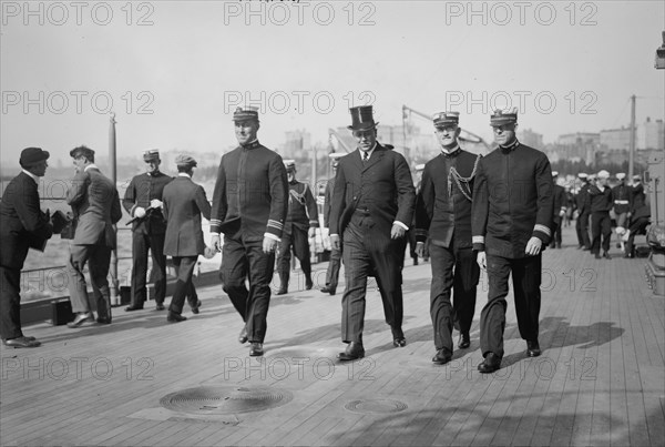 Cmdr. Waldo, R. Adm. Chas. Conard?, Lt. Cmdr. Halligan, and Lt. Cmdr. Sexton, between c1910-c1915. Creator: Bain News Service.