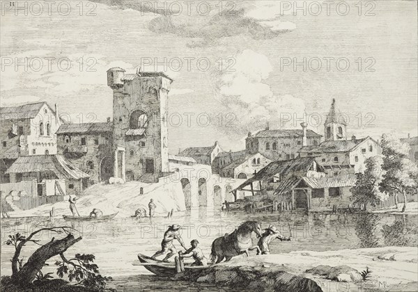 A town the river, 1723-1730. Creator: Marco Ricci.