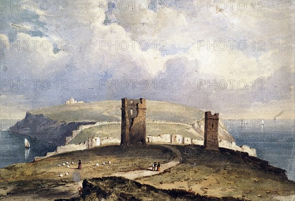 Coastal scene with ruins, 19th century. Creator: William Wyld.