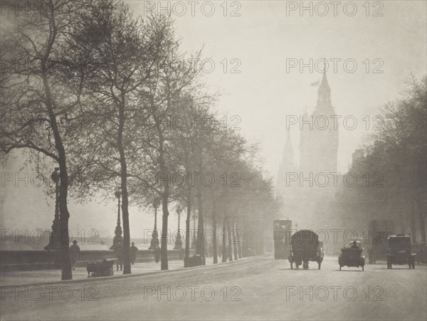 Winter sunshine, Victoria embankment. From the album: Photograph album - London, 1920s. Creator: Harry Moult.