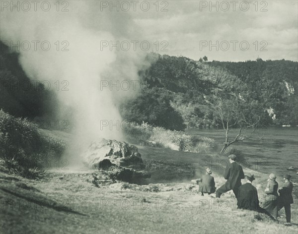 The Crows Nest Geyser at play, the spa grounds, Taupo district. From the album: Record..., 1920s. Creator: Harry Moult.