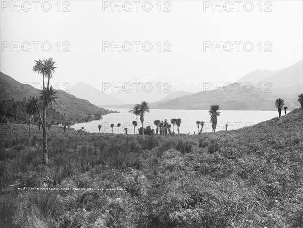 Mount Earnslaw, from Pigeon Island, Lake Wakatipu, 1886. Creator: Burton Brothers.