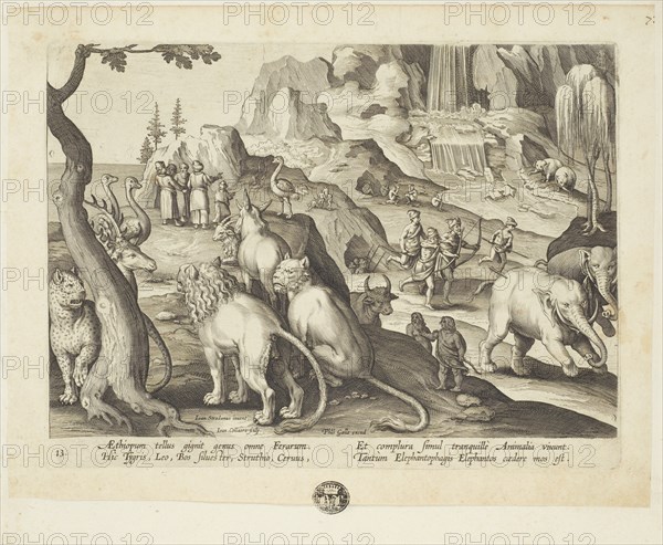 Venationes ferarum, avium, piscium (Hunts of wild animals, birds and fish). Plate 13, 1596. Creator: Hans Collaert the Younger.