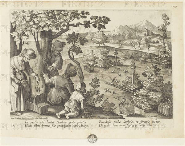 Venationes ferarum, avium, piscium (Hunts of wild animals, birds and fish). Plate 68, 1596. Creator: Hans Collaert the Younger.