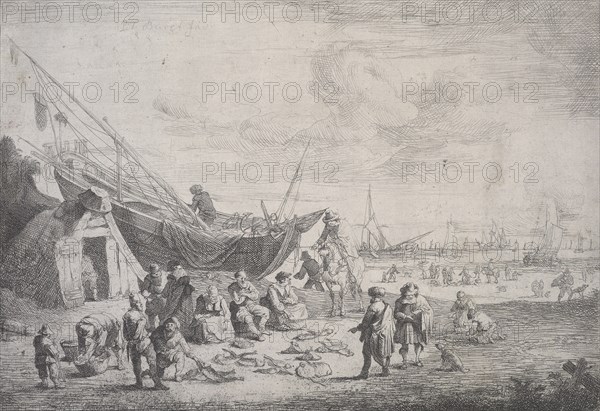 The fish-market on the shore at Scheveningen,  1673-1719. Creator: Peeter Bout.