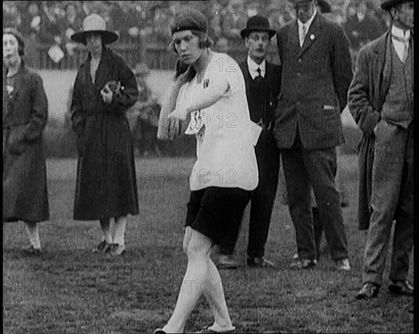 Female British Shot Putter at the Women's World Games, 1922. Creator: British Pathe Ltd.