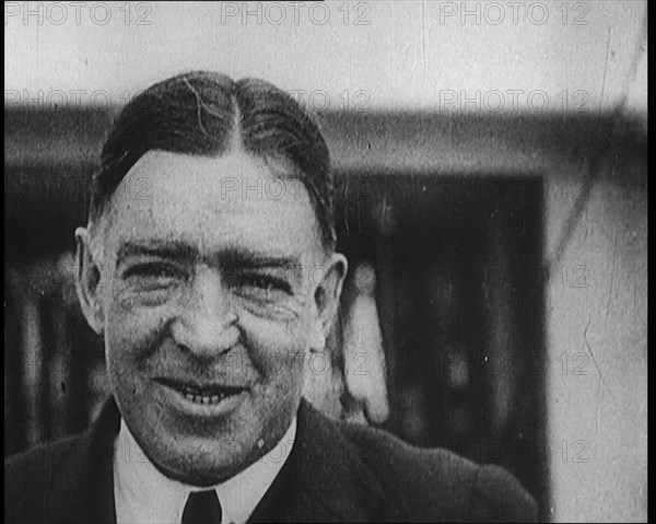 Sir Ernest Shackleton Talking Before an Exploration, 1922. Creator: British Pathe Ltd.