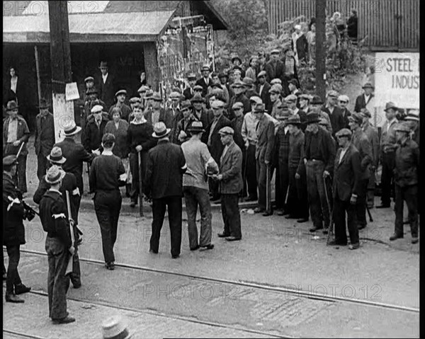 Small Crowd of American Civilians on a Demonstration/Strike, 1930. Creator: British Pathe Ltd.