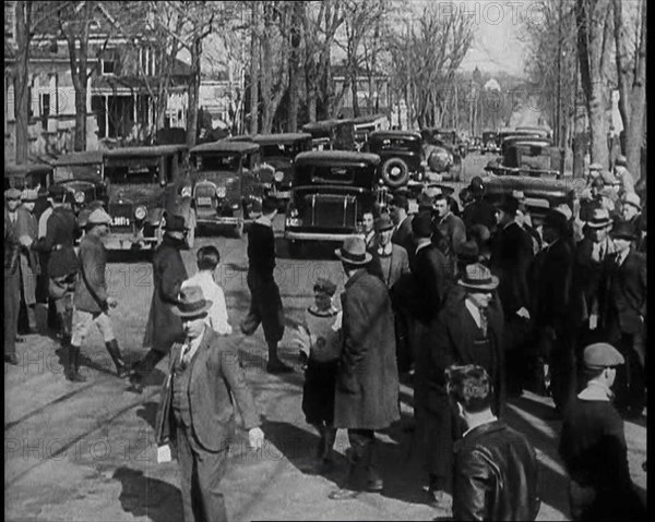 American Police Officers and Members of the Press on the Streets of New Jersey, 1930s. Creator: British Pathe Ltd.