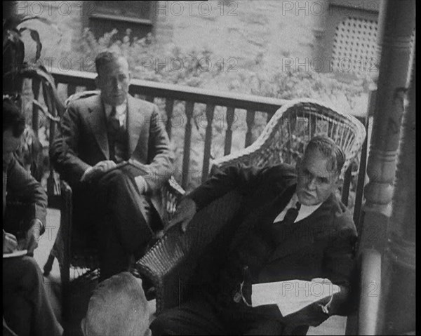 Dr John F Condon Being Interview by American Police Officers, 1930s. Creator: British Pathe Ltd.