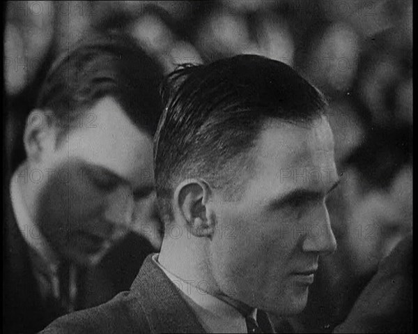 Bruno Richard Hauptmann in a Courtroom During His Trial in the Lindbergh's Kidnapping Case, 1930s. Creator: British Pathe Ltd.