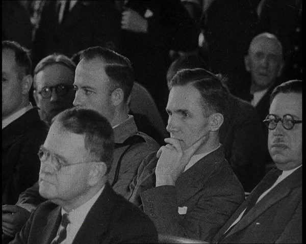 Bruno Richard Hauptmann in a Courtroom During His Trial in the Lindbergh's Kidnapping Case, 1930s. Creator: British Pathe Ltd.