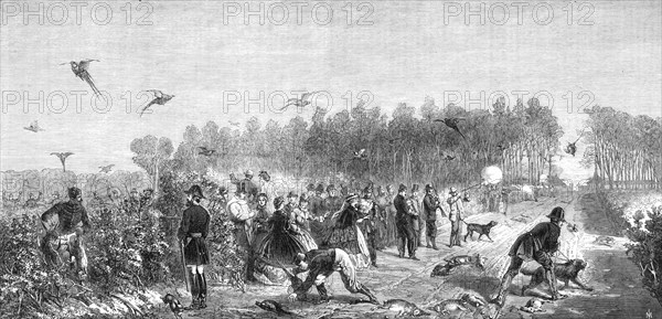 A Shooting-Party at Compiègne, from a picture by M. Janet Lange, 1865. Creator: Mason Jackson.