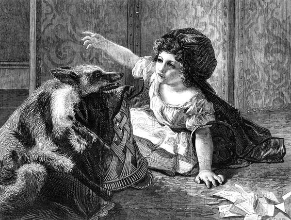 Red Riding Hood, by Mrs. Anderson, in the exhibition of the Society of British Artists, 1868. Creator: W Thomas.