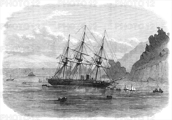 H.M.S. Cadmus ashore on Salcombe Bar, Devon, 1869. Creator: Unknown.