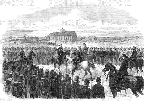 Inspection of the Essex Rifles (Militia) at Colchester, 1869. Creator: Unknown.