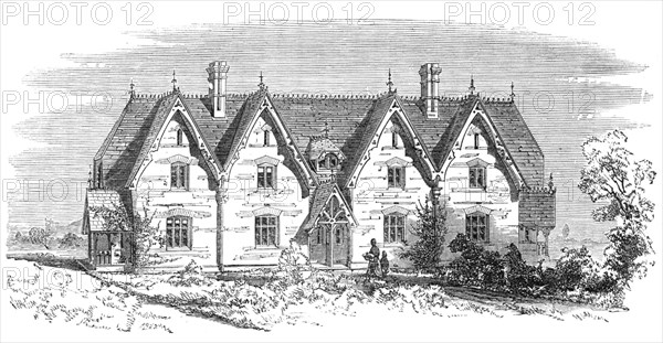 Model cottages for labourers at Althorp, Northamptonshire, 1868. Creator: Unknown.