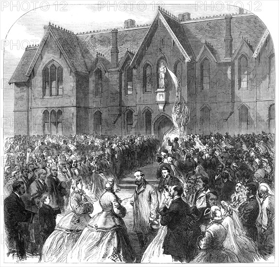 Opening of the Albert Infirmary...the statue of the late Prince Consort, Bishops Waltham..., 1865. Creator: Unknown.