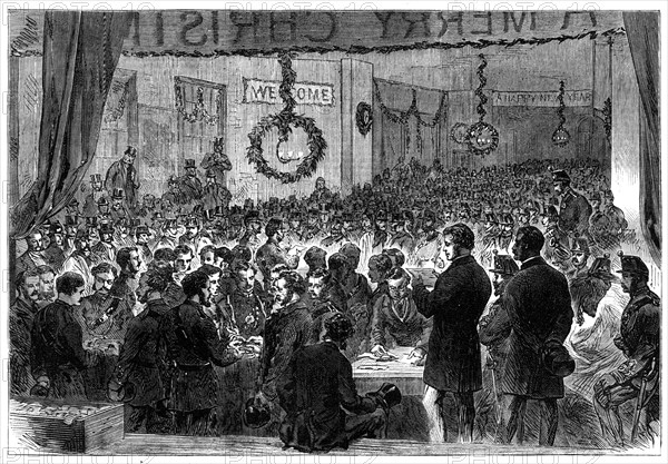 Swearing in the London Irish Rifle Volunteers as special constables, St Martin's-In-The-Fields, 1868 Creator: Unknown.