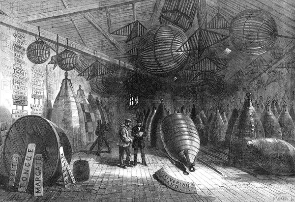 The Buoy Store, Trinity Wharf, Blackwall, 1868. Creator: Mason Jackson.