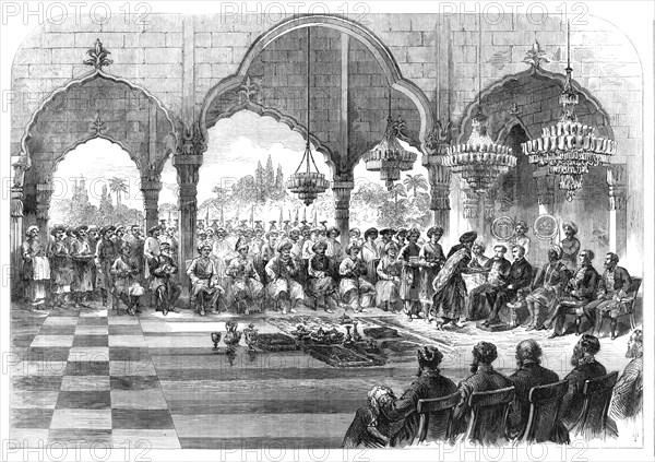 The Durbar at Lucknow: return visit of the Governor-General to the Rajah of Kapoorthulla..., 1868. Creator: Unknown.