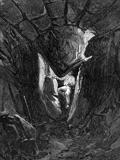 The Explorations at Jerusalem: voussoir of Robinson's Arch fallen through...tunnel below, 1869. Creator: Unknown.