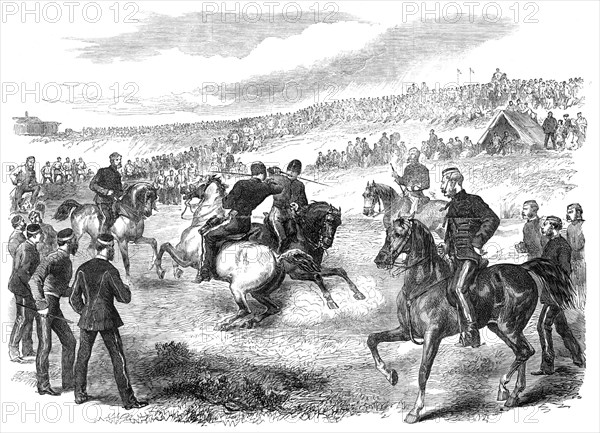 Tournament of the 17th Lancers in the camp at Shorncliffe, 1868. Creator: Unknown.