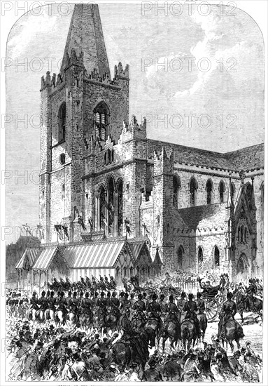 Visit of the Prince and Princess of Wales to Ireland: arrival...at St. Patrick’s Cathedral, 1868. Creator: C. R..