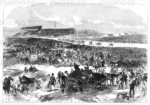 Visit of the Prince and Princess of Wales to Ireland: general view of Punchestown Races, 1868. Creator: C. R..