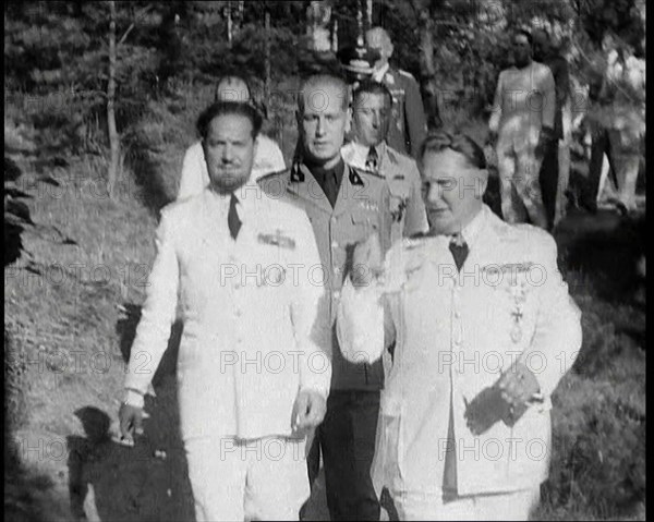 Italo Balbo, Hermann Goering and Others Walking Towards the Camera, 1930s. Creator: British Pathe Ltd.