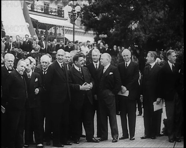 League of Nations Delegates Standing Outside a Building, 1933. Creator: British Pathe Ltd.