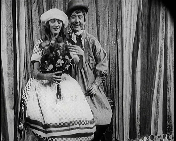 Gertrude Lawrence and Herbert Mundin Dressed as Country Types and Performing for the Camera, 1922. Creator: British Pathe Ltd.