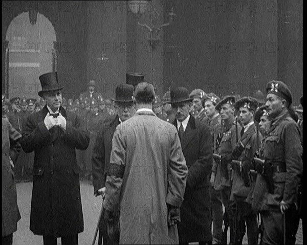 British Prime Minister David Lloyd George Inspecting Members of the Royal Irish Constabulary, 1920. Creator: British Pathe Ltd.