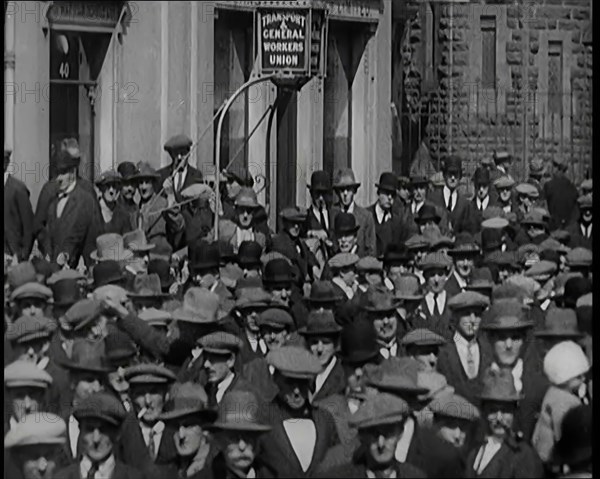 A Large Group of Male Civilians Standing Outside of the Transport and General Workers Union..., 1926 Creator: British Pathe Ltd.