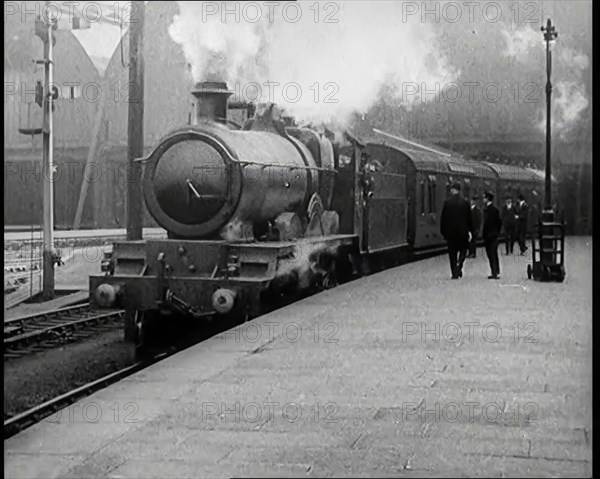 A Steam Train Arriving at a Platform, 1926. Creator: British Pathe Ltd.