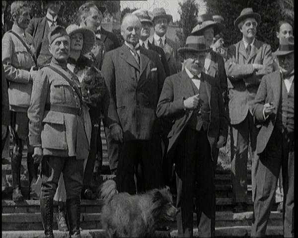 Marshal Ferdinand Foch, French Member of the Chamber of Deputies Aristide Briand, and..., 1920. Creator: British Pathe Ltd.