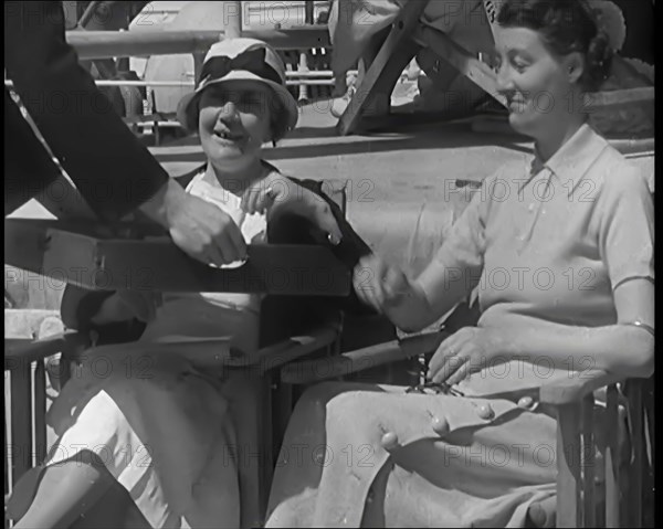 Two Female Civilians on the Deck of a Cruise Liner at Sea, 1931. Creator: British Pathe Ltd.