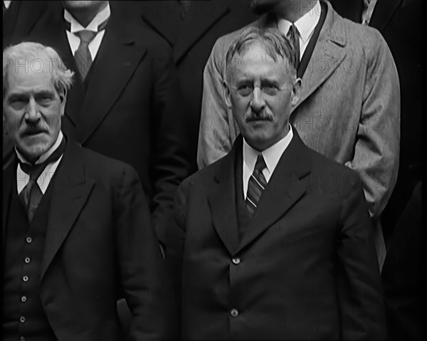 International Leaders Gathering on the Steps of a Building for a Conference on Economic..., 1931. Creator: British Pathe Ltd.