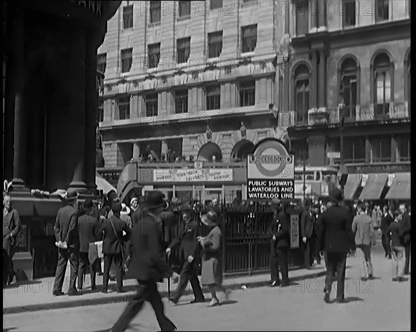 Exteriors of Buildings and UnderGround Station in London, 1931. Creator: British Pathe Ltd.