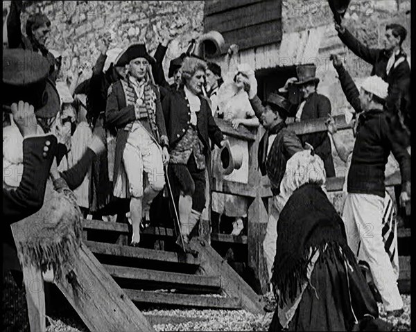 Scene from the Feature Film 'Nelson': Crowds of Actors in Period Costume Lining the..., 1920s. Creator: British Pathe Ltd.