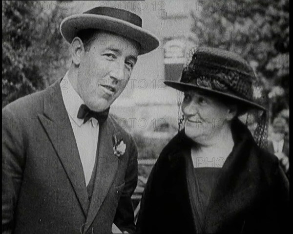 Irish Member of Parliament Mary MacSwiney Talking to an Irish Man, 1922. Creator: British Pathe Ltd.