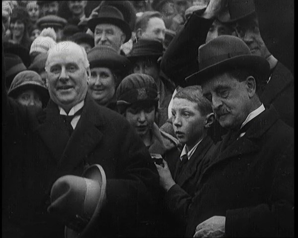 Sir James Barrie Standing With a Crowd of People, 1921. Creator: British Pathe Ltd.