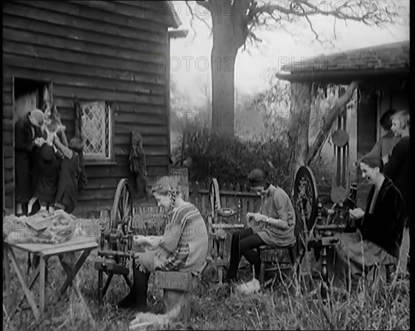 A Group of Young Girls Being Taught To Spin and Weave, 1931. Creator: British Pathe Ltd.