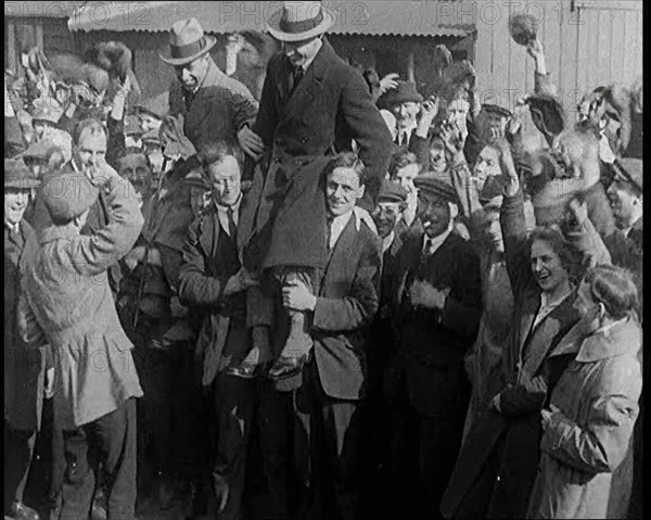 Aviators Captain Sir Ross Macpherson Smith and Lieutenant Sir Keith Macpherson Smith Being..., 1921. Creator: British Pathe Ltd.