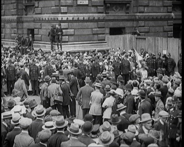 Crowds Gathering Outside Downing Street, London, 1921. Creator: British Pathe Ltd.