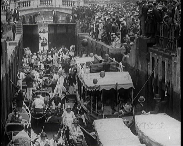 Boats Gathering at Boulter's Lock, 1921. Creator: British Pathe Ltd.